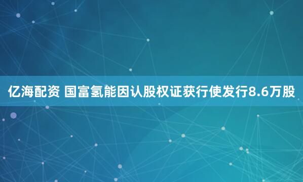 亿海配资 国富氢能因认股权证获行使发行8.6万股